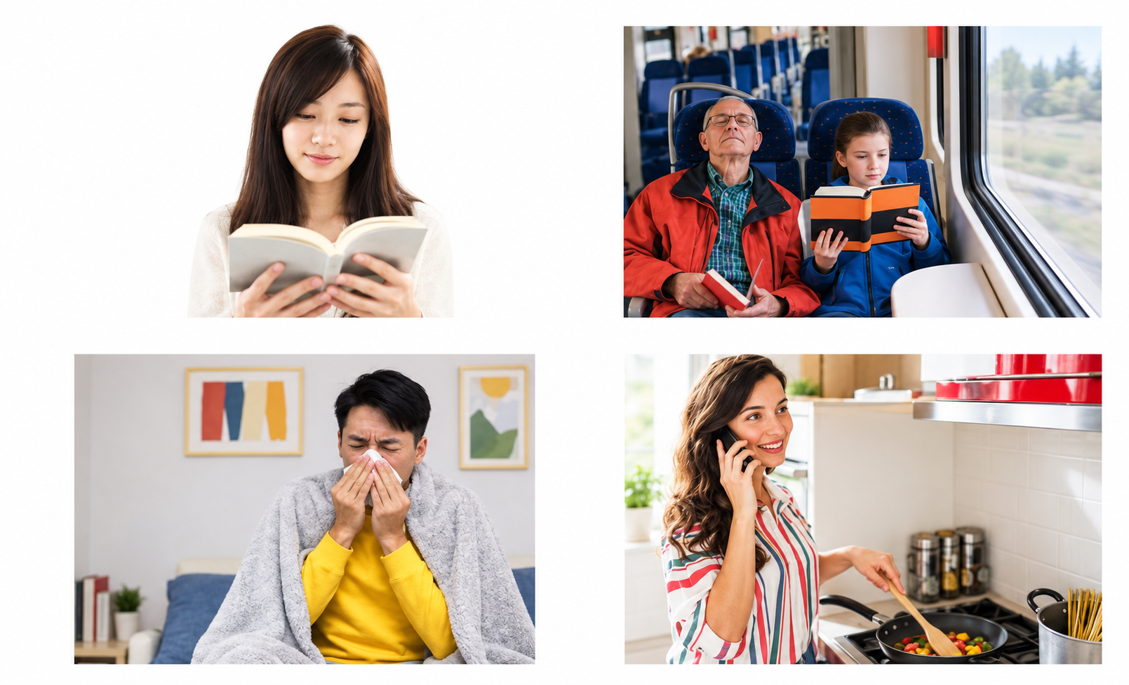Các hình A đến D cho câu 11-13